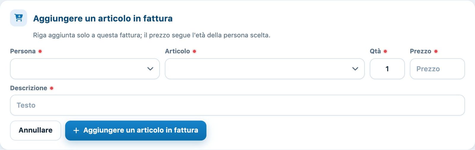 Le righe di una fattura con il loro stato di pagamento